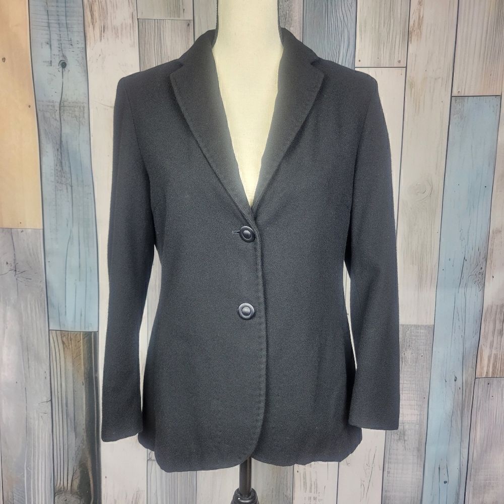 Tombolini Black Fitted Cashmere Blazer Two Button size Med Italy